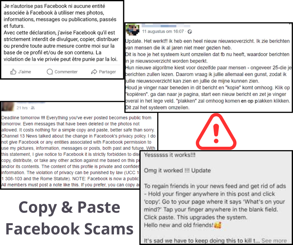 Copy & Paste Facebook scams
